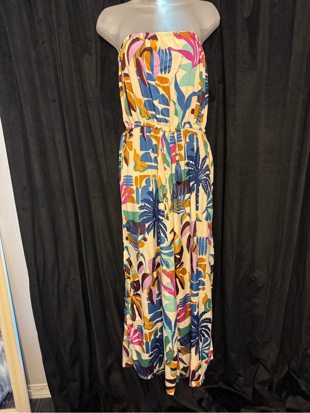 Strapless Tropical Print  One-Piece Jumpsuit - Multicolor
